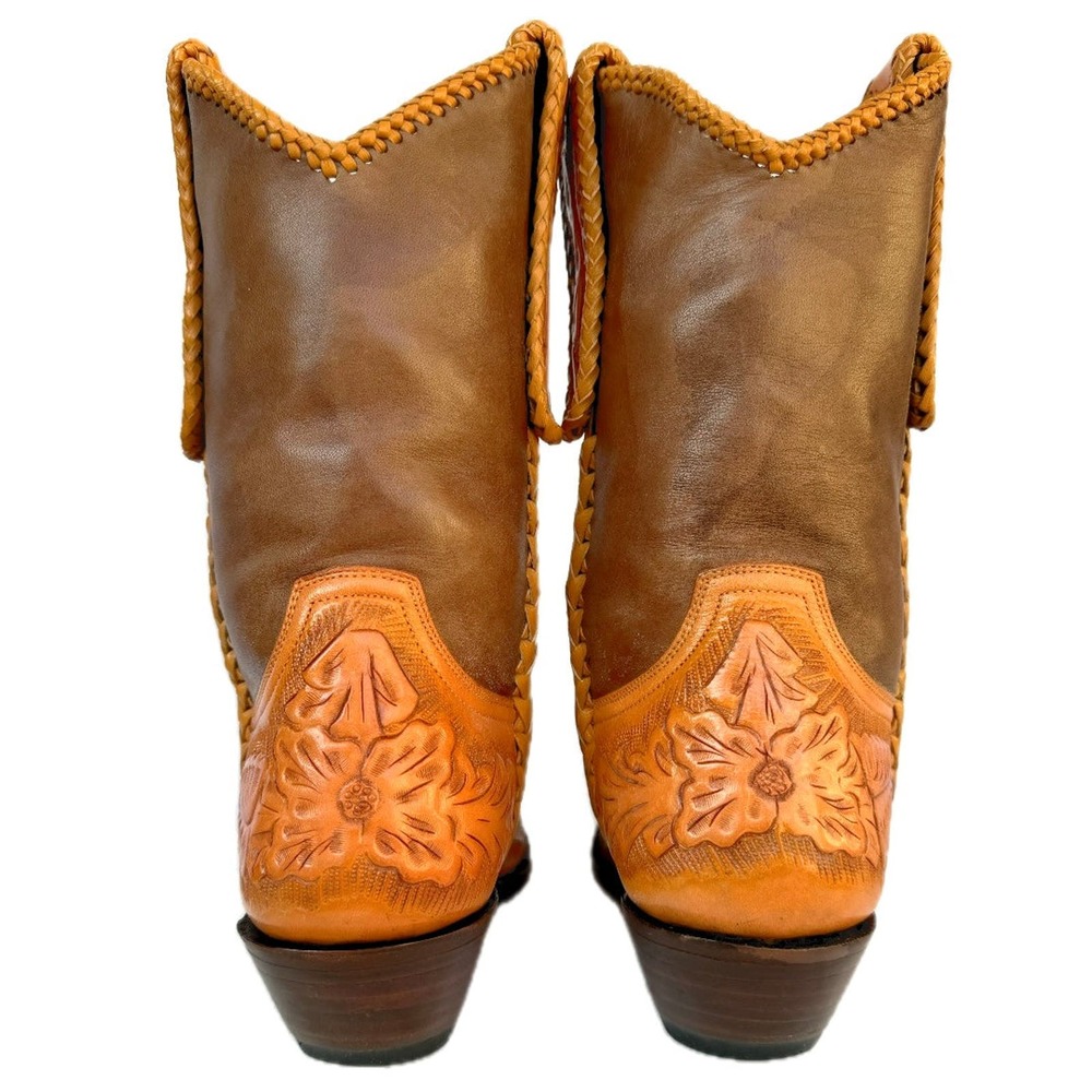 SOLD OLD GRINGO Wyoming Tooled Brown Leather Short Cowgirl Cowboy Western Boots - Picture 4 of 7